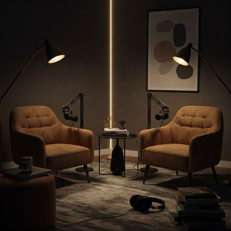 Professional podcast studio for content creation and brand storytelling